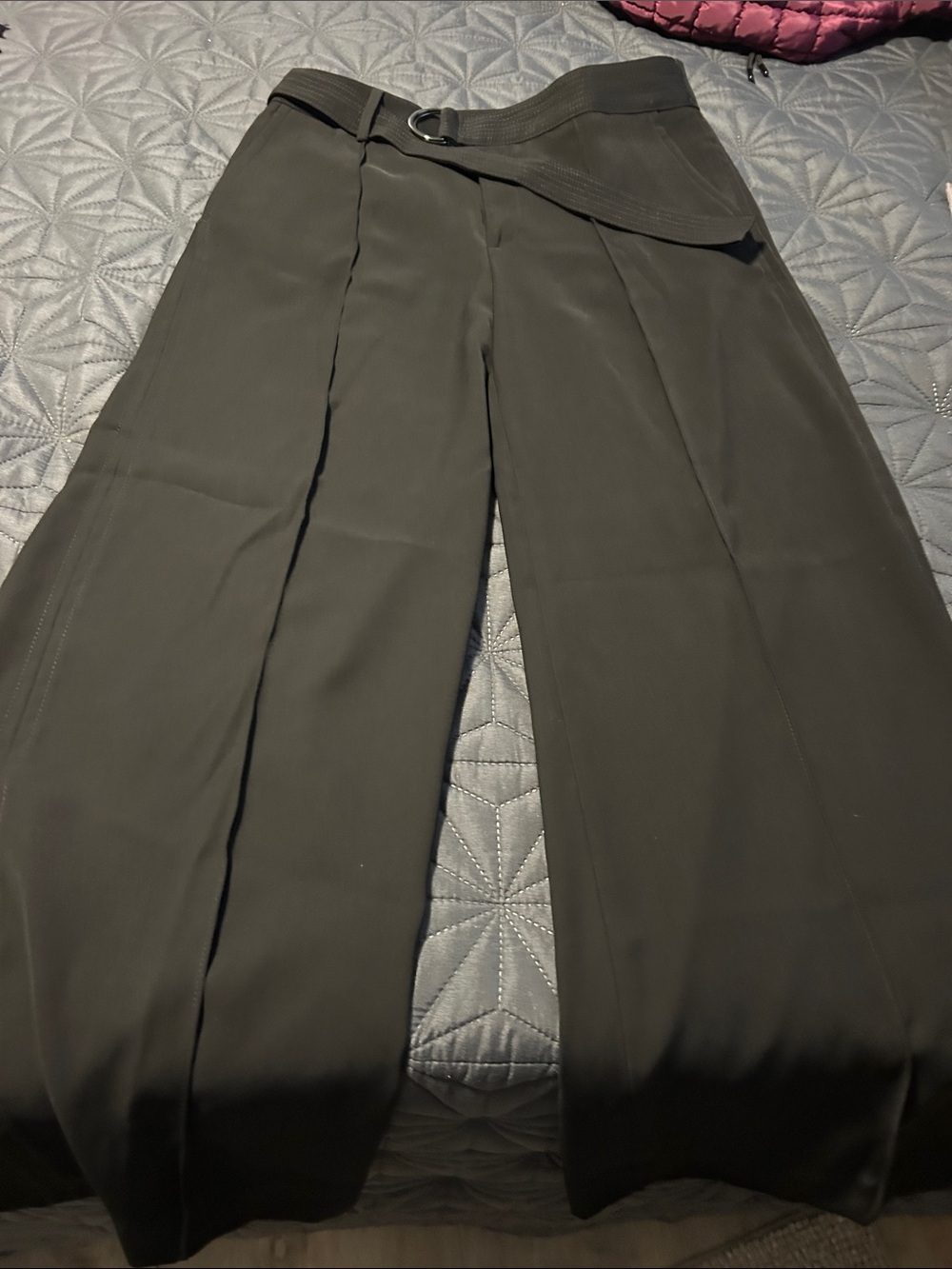 Banana Republic Black Boot Cut Wide-Leg Pants with Wrap Belt
